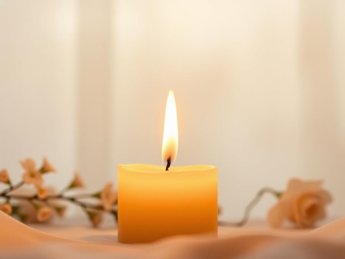 A softly glowing candle